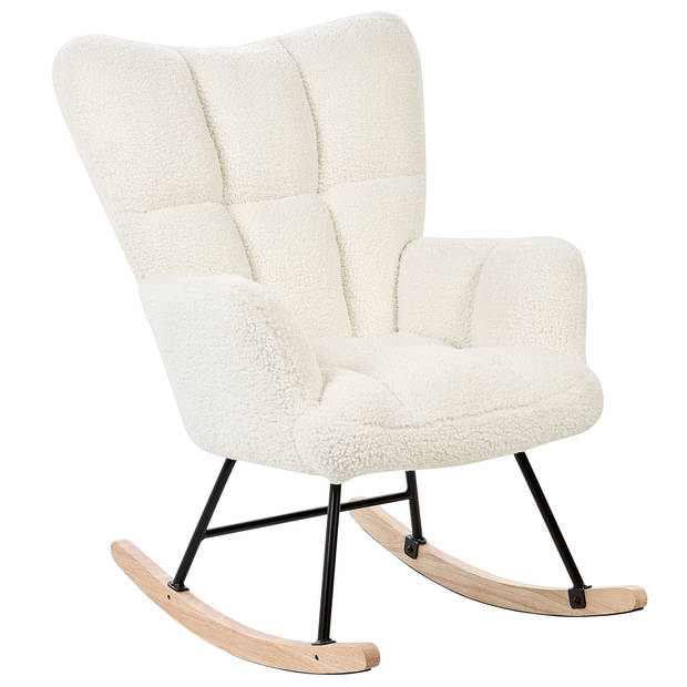 Beliani OULU - Schommelfauteuil-Wit-Bouclé