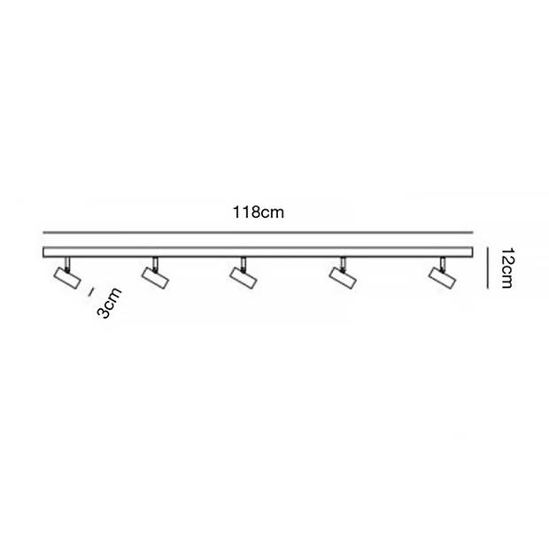 Nordlux Spot Omari 5 lichts balk L 118 cm zwart