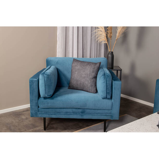 Boom II fauteuil velours blauw.