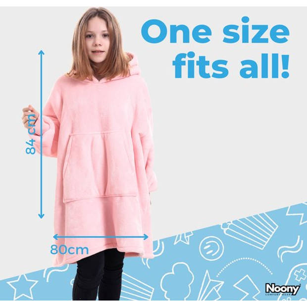 Noony roze hoodie deken kinderen - fleece deken met mouwen - ultrazachte binnenkant – one size - kids