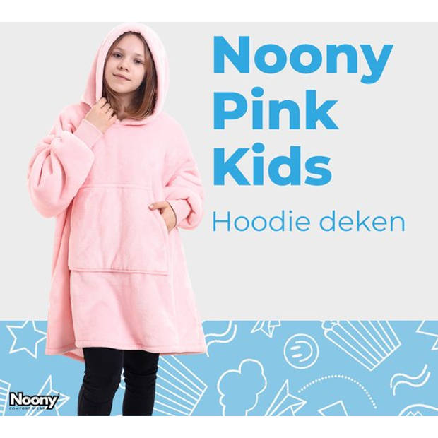 Noony roze hoodie deken kinderen - fleece deken met mouwen - ultrazachte binnenkant – one size - kids