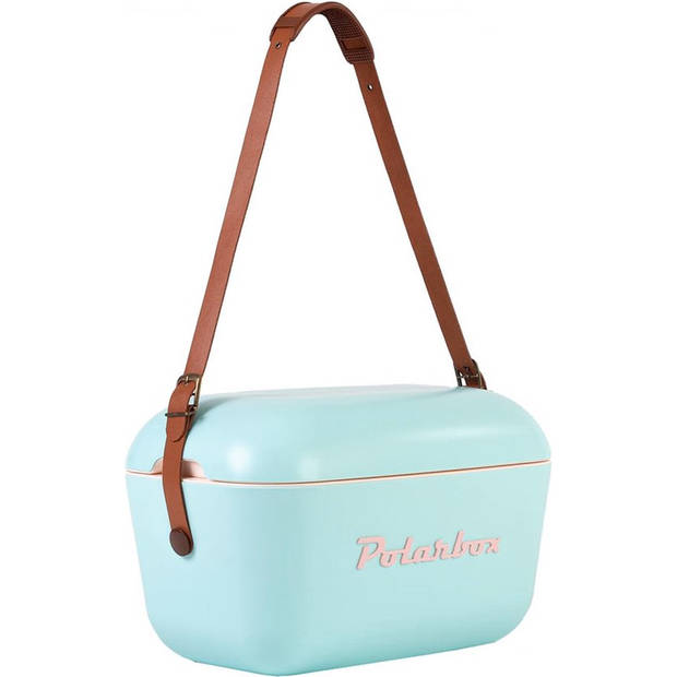 Polarbox retro koelbox Pop groen met roze band - 20 liter - Duurzaam geproduceerde trendy koelbox