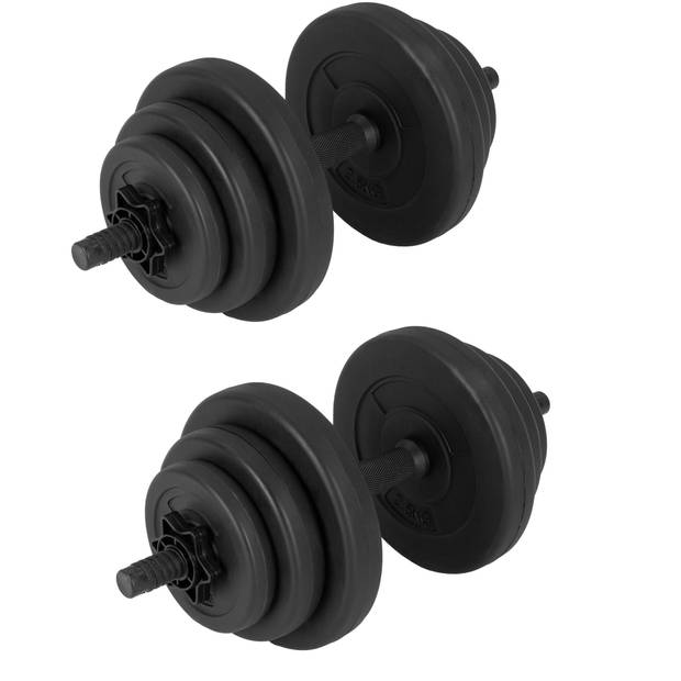 Dumbbell set 10kg met plastic hoes en zandvulling