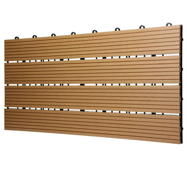 ECD Germany WPC patio tegels 60x30 cm 30er Spar Set für 5m² teak in hout look voor tuinbalkonvloeren met afvoer