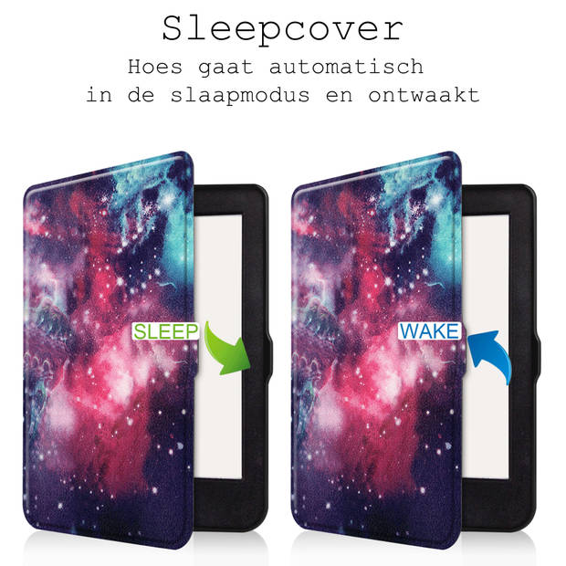 Basey Hoesje Geschikt voor Kobo Nia Hoesje Bookcase Cover Hoes - Hoes Geschikt voor Kobo Nia Case Cover Hoes - Galaxy