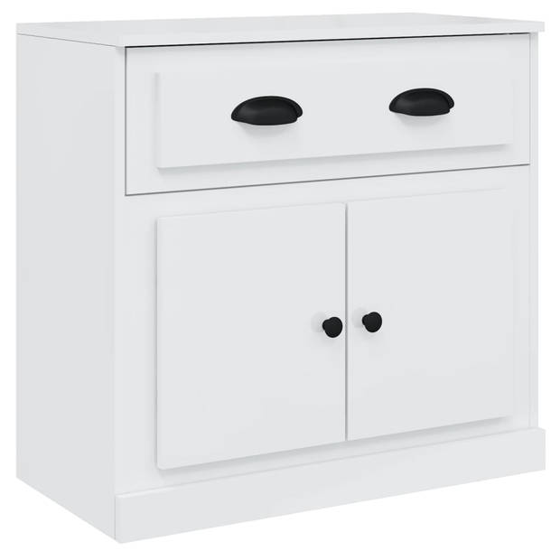 The Living Store Dressoir Classic Hoogglans Wit - 145 x 35.5 x 67.5 cm - Bewerkt Hout