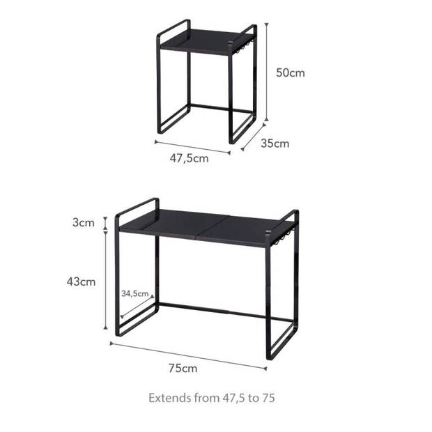 Yamazaki Aanrecht Organiser Uitschuifbaar - Tower - Zwart
