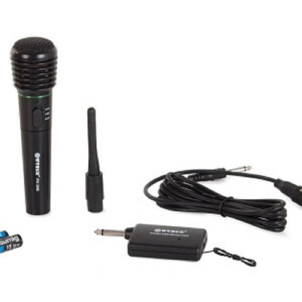 Karaoke microfoon op kabel en draadloos inclusief receiver zwart - inclusief batterijen - 30 meter bereik