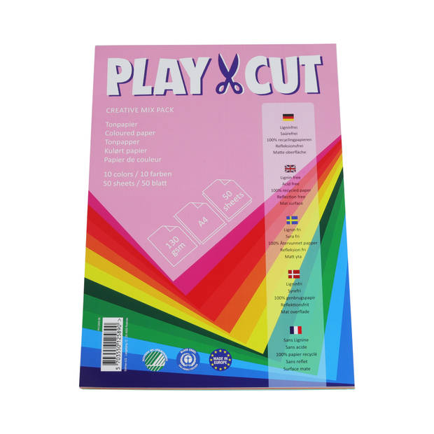 Play-Cut - Gekleurd papier A3 - Gerecycleerd - 300g/m2 - 50 vellen