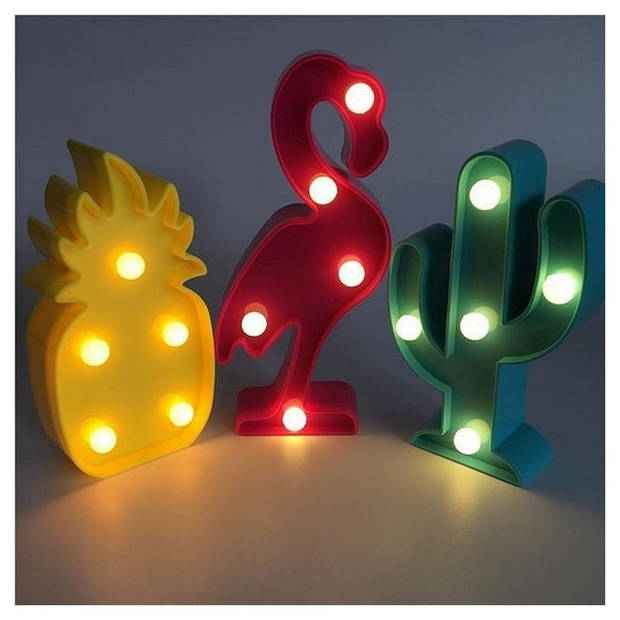 Mini LED Ananas lampje met 5 led lampjes - Geel - Kunststof - 6.5 x 2.5 x 12 cm