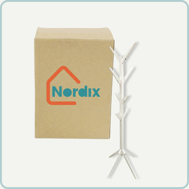 Nordix Staande kapstok - Wit - 177 cm - 8 Haken Hout