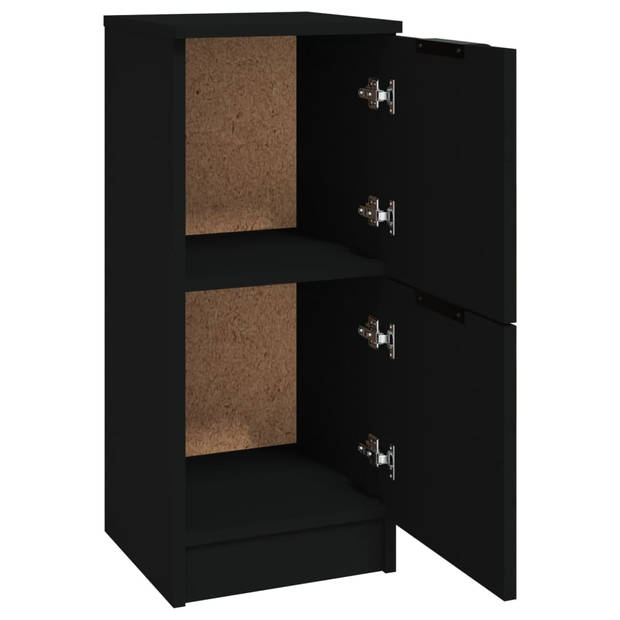The Living Store Bijzetkast - Dressoir - Set van 2 - 30 x 30 x 70 cm - Zwart - Bewerkt hout