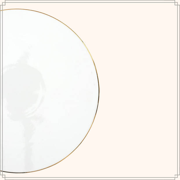 OTIX Taartplateau - 30cm - Wit met Gouden rand - Porselein - Crocus