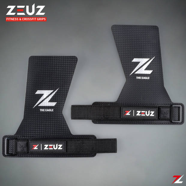 ZEUZ® Fitness & Crossfit Fingerless Grips – Sport Handschoenen – Turnen – Gymnastics – Zwart – Carbon - Maat L