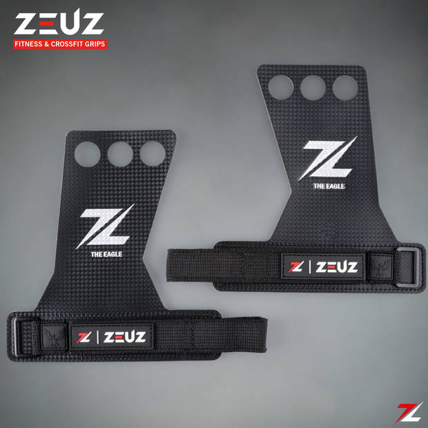 ZEUZ® Fitness & Crossfit Grips – Sport Handschoenen – Turnen – Gymnastics – Zwart – Carbon - Maat S