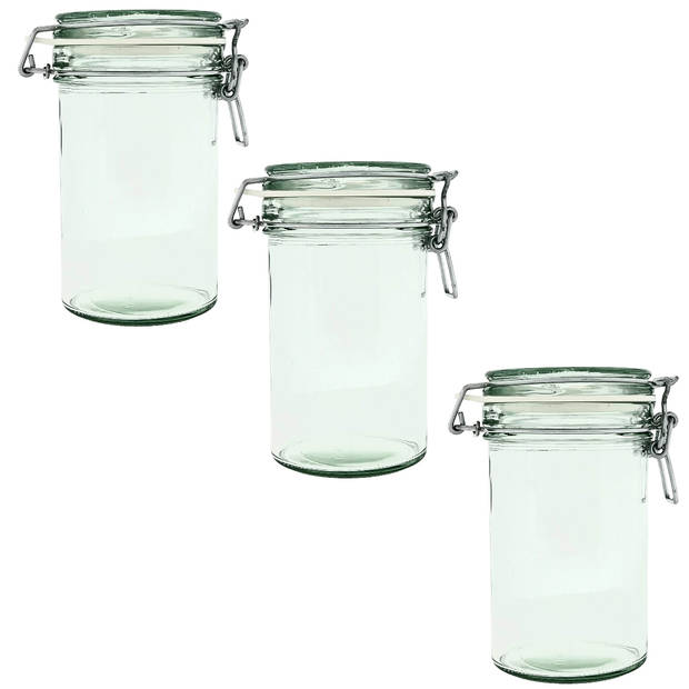 Weckpot opbergpot beugelpot met degelijke klemsluiting - 500ml - Glas - 3 Stuks