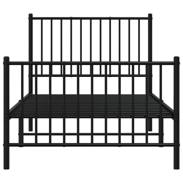 vidaXL Bedframe met hoofd- en voeteneinde metaal zwart 90x190 cm