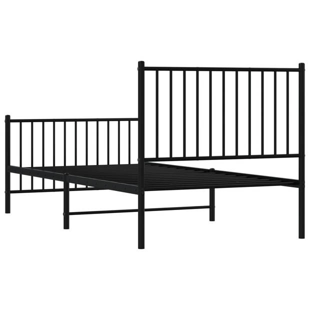 vidaXL Bedframe met hoofd- en voeteneinde metaal zwart 90x190 cm