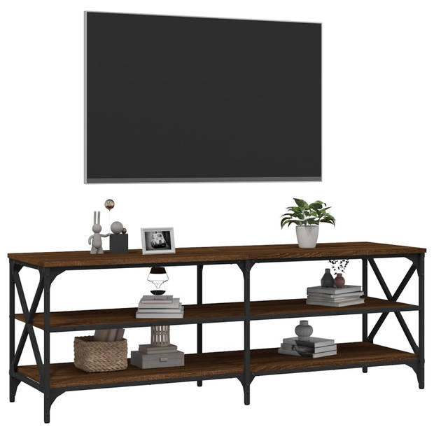 The Living Store TV-meubel Industrieel - 140 x 40 x 50 cm - Bruineiken - Duurzaam materiaal