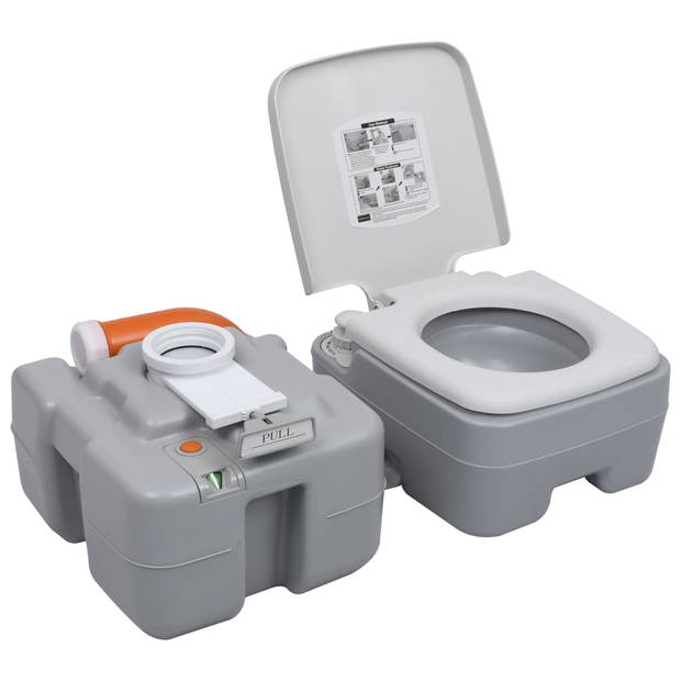 The Living Store Campingtoilet - Kampeerwasbak - Waterreservoir - Grijs - 41.5x36.5x42cm - 20L afvaltank - 10L