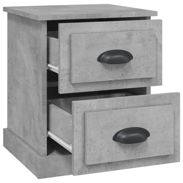 vidaXL Nachtkastjes 2 st 39x39x47,5 cm bewerkt hout betongrijs