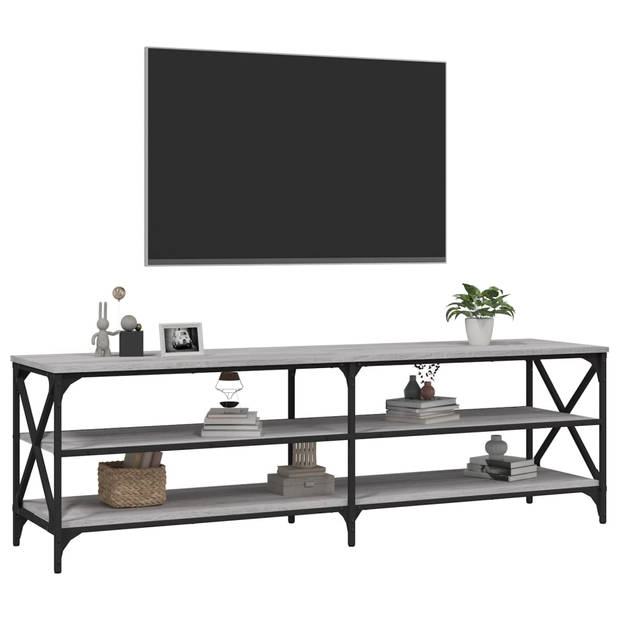 The Living Store TV-meubel Industrieel - 160x40x50 cm - Grijs Sonoma Eiken