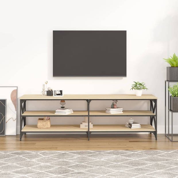The Living Store Tv-meubel Industrieel - 160 x 40 x 50 cm - Sonoma Eiken hout en ijzer
