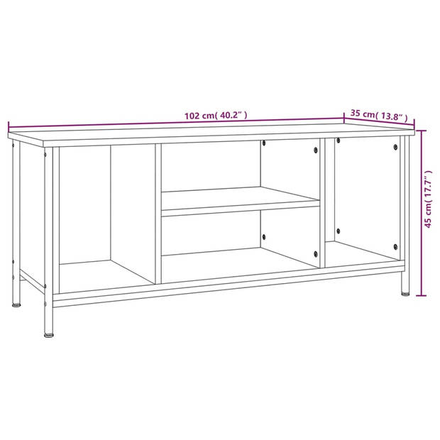 vidaXL Tv-meubel 102x35x45 cm bewerkt hout bruin eikenkleur