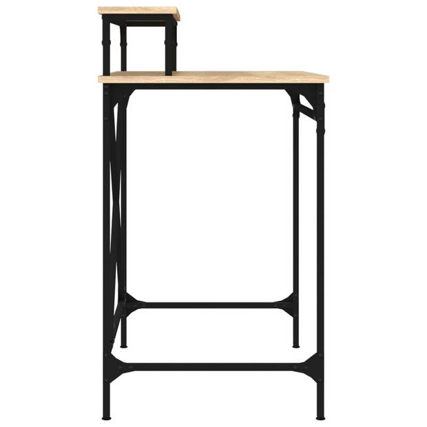 The Living Store Schrijftafel Industrieel - 80 x 50 x 90 cm - Sonoma eiken - Duurzaam materiaal - Stabiel frame - Ruim