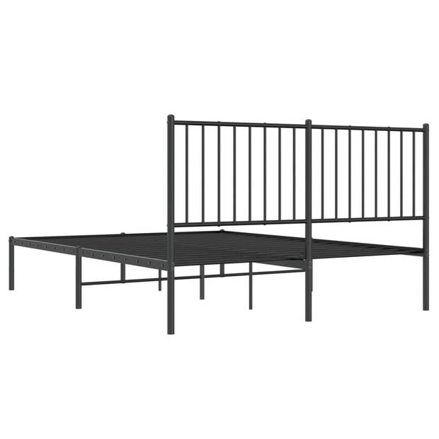 vidaXL Bedframe met hoofdbord metaal zwart 140x190 cm