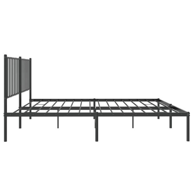 vidaXL Bedframe met hoofdbord metaal zwart 140x190 cm