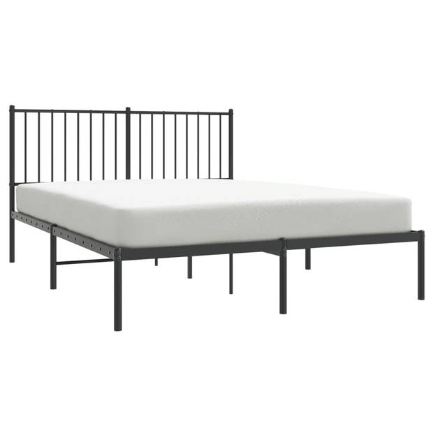 vidaXL Bedframe met hoofdbord metaal zwart 140x190 cm