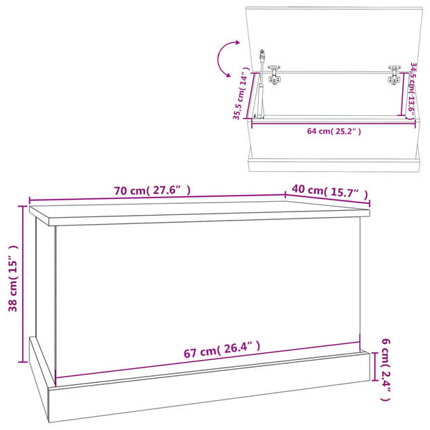 vidaXL Opbergbox 70x40x38 cm bewerkt hout sonoma eikenkleurig