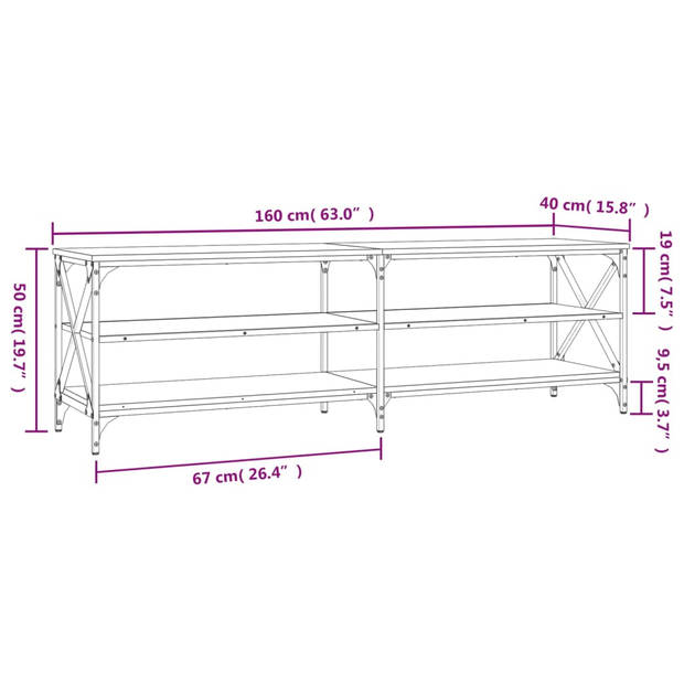 vidaXL Tv-meubel 160x40x50 cm bewerkt hout bruin eikenkleur