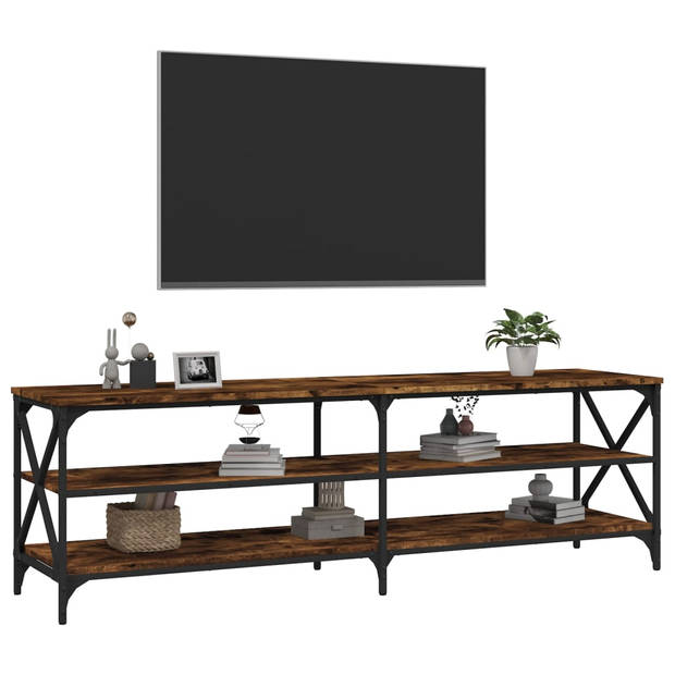 The Living Store Tv-meubel Industrieel - 160 x 40 x 50 cm - Gerookt eiken - Duurzaam materiaal
