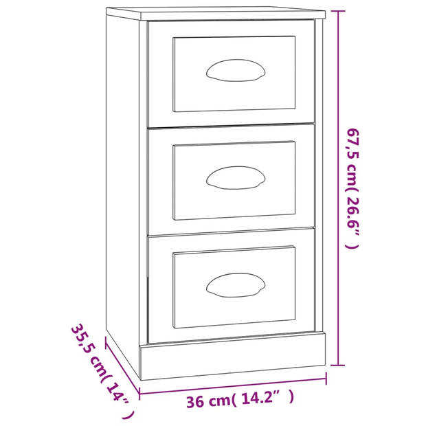 vidaXL Dressoir 36x35,5x67,5 cm bewerkt hout sonoma eikenkleurig