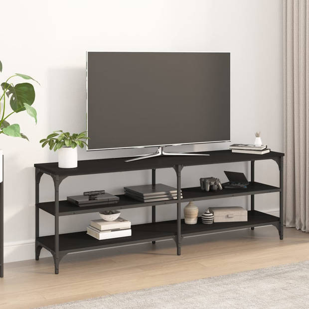 The Living Store Tv-meubel 140x30x50 cm bewerkt hout zwart - Kast