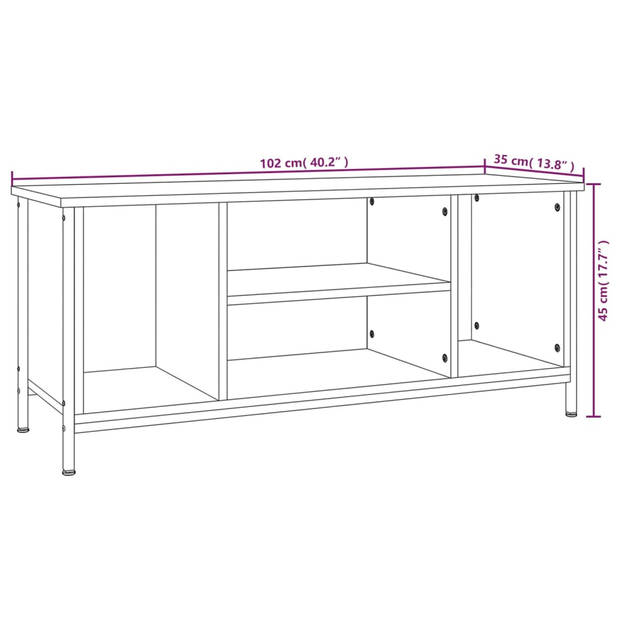 The Living Store tv-meubel Sonoma eiken - 102 x 35 x 45 cm - trendy ontwerp - duurzaam hout- voldoende opbergruimte -