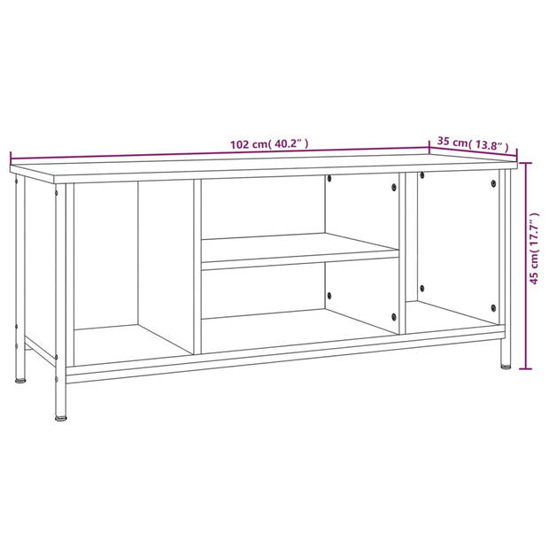 The Living Store TV-meubel Staal - 102x35x45 cm - Zwart