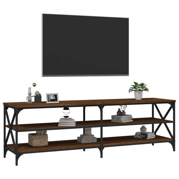 The Living Store Industrieel TV-meubel - 160 x 40 x 50 cm - Bruineiken hout en ijzer