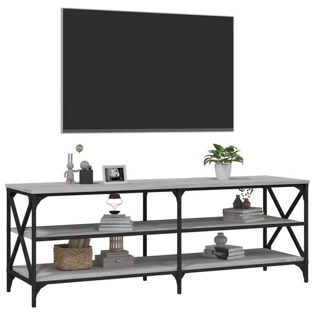 The Living Store TV-meubel Industrieel - Grijs Sonoma eiken - 140 x 40 x 50 cm - Duurzaam hout met ijzeren frame