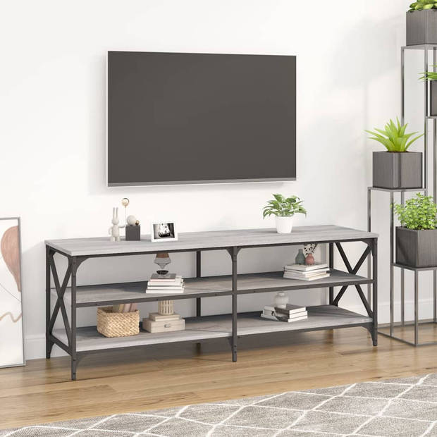 The Living Store TV-meubel Industrieel - Grijs Sonoma eiken - 140 x 40 x 50 cm - Duurzaam hout met ijzeren frame