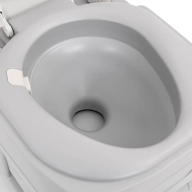 vidaXL Campingtoilet draagbaar 22+12 L HDPE grijs en wit