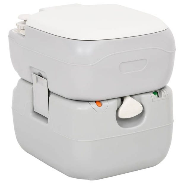 vidaXL Campingtoilet draagbaar 22+12 L HDPE grijs en wit