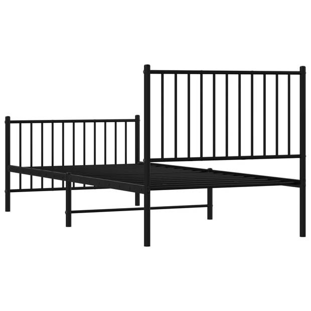 vidaXL Bedframe met hoofd- en voeteneinde metaal zwart 90x200 cm