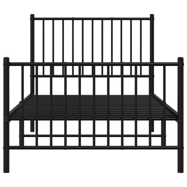 vidaXL Bedframe met hoofd- en voeteneinde metaal zwart 90x200 cm