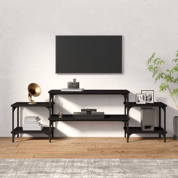 vidaXL Tv-meubel 157x35x52 cm bewerkt hout zwart