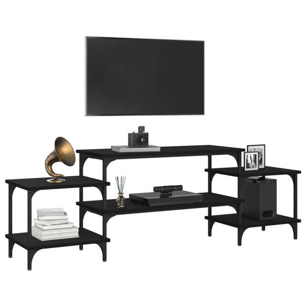 The Living Store Tv-meubel - Zwart - 157 x 35 x 52 cm - Duurzaam hout - Voldoende opbergruimte