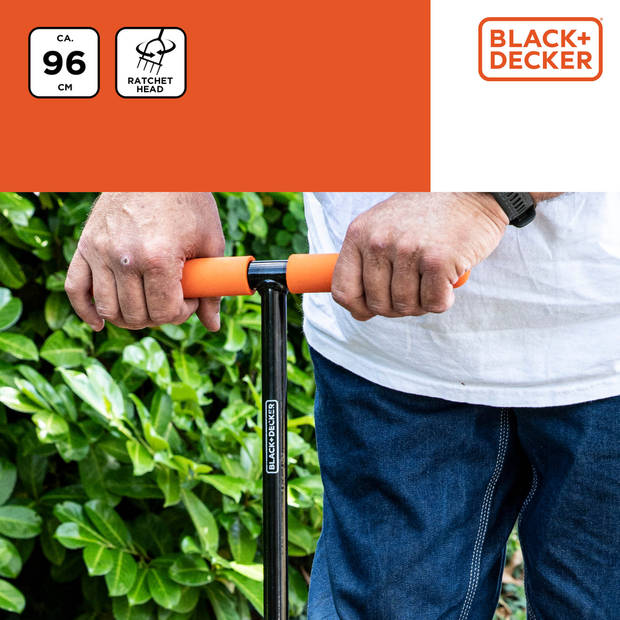 BLACK+DECKER Ratelcultivator - Draaiende Kop - Ergonomische Handgreep - Cultiveren en Onkruid Wieden - Zwart/Oranje