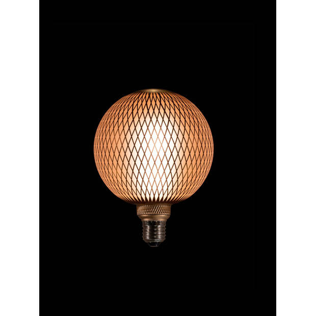 Led Bulb Grid Pattern Matt Gold 125X170Mm 4W-2200K / E27 Fi